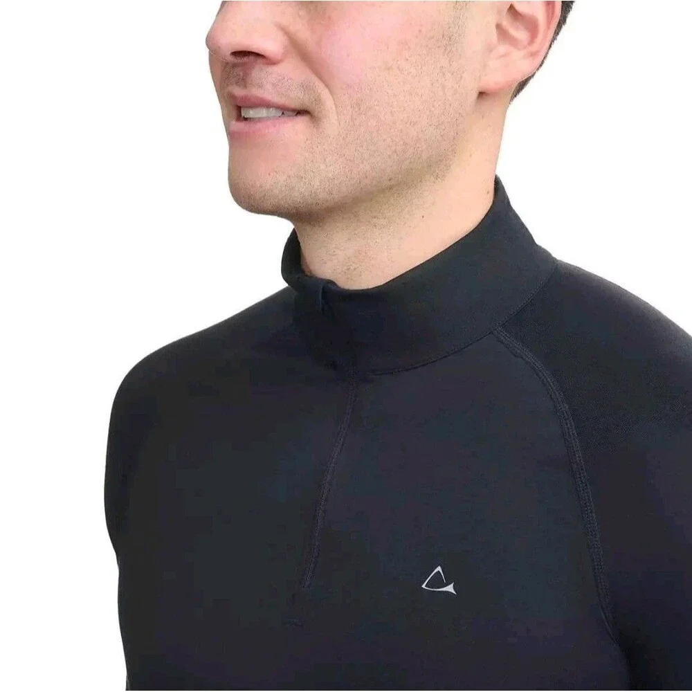 Paradox Men's L Merino Blend 1/4 Zip Performance Base Layer Top DriRelease Black